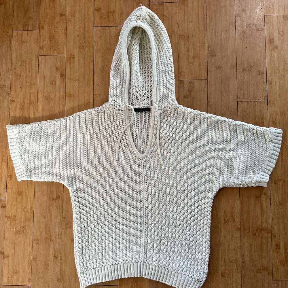 Calvin Klein Jeans ivory hooded shirt sleeve sweater